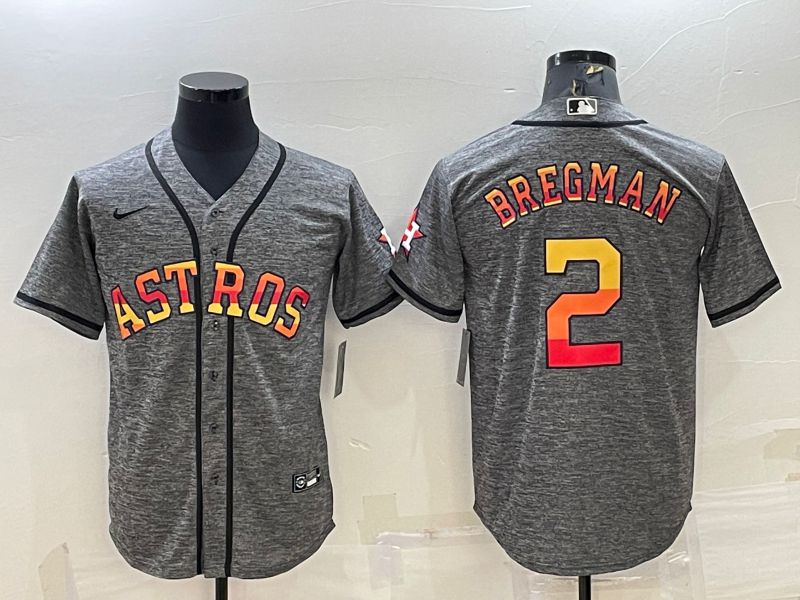 Men Houston Astros #2 Bregman Grey hemp ash Rainbow Game Nike 2022 MLB Jerseys->houston astros->MLB Jersey